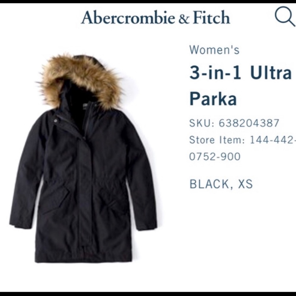 Abercrombie & Fitch Ultra 3-in-1 Multi-Wear Parka XS